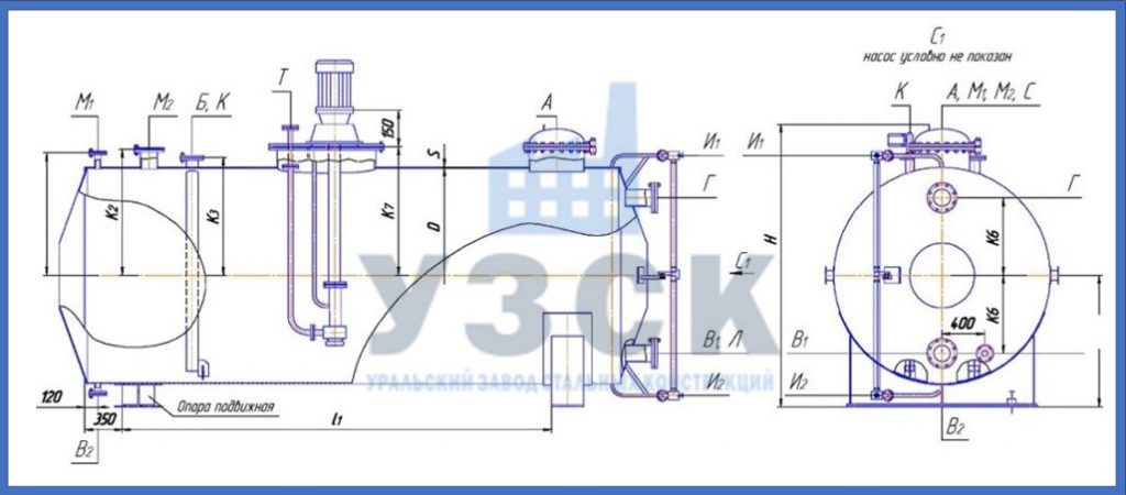 Чертеж емкости ГКК в Обнинске